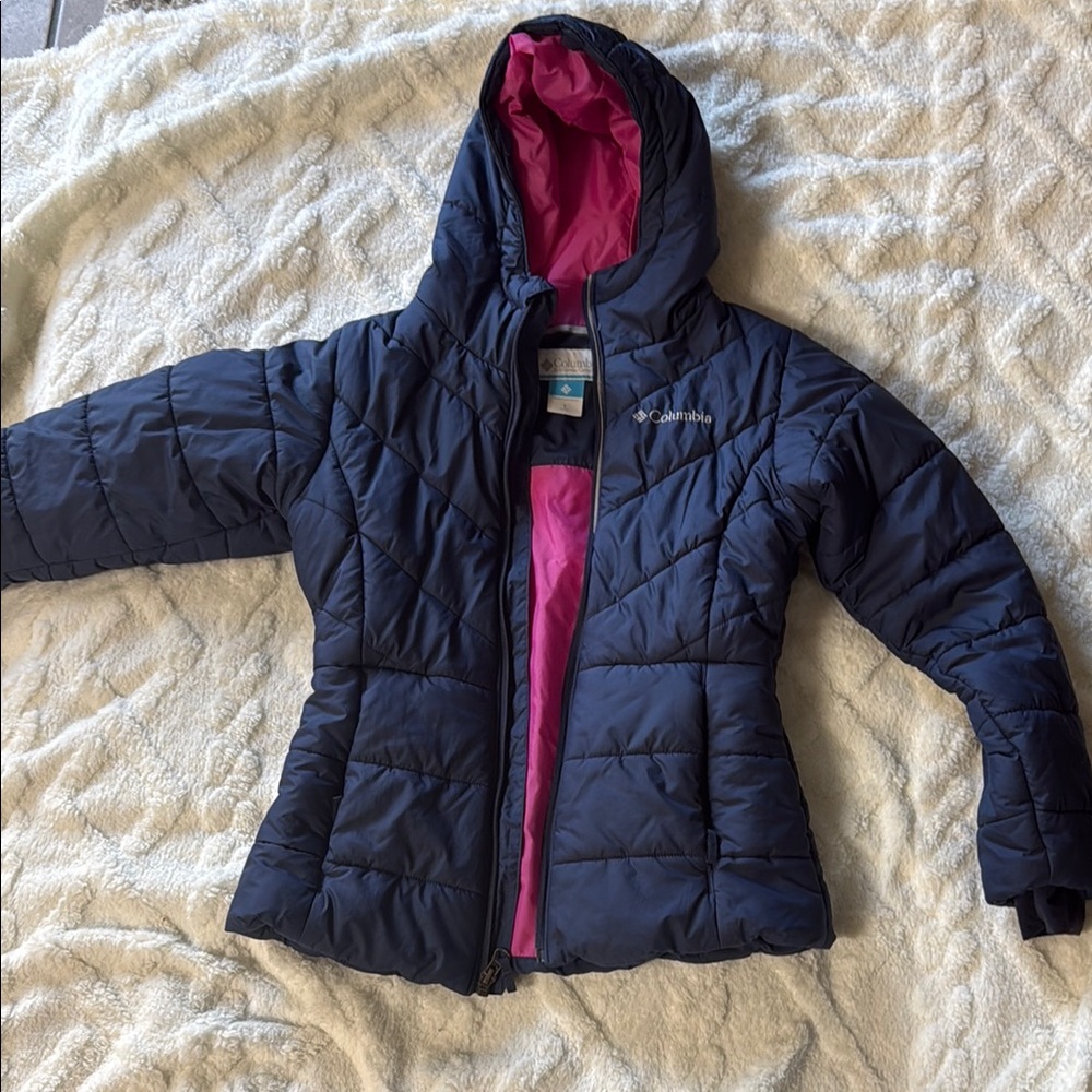 Columbia Kids' Dark Blue and Bright Pink Puffer Jacket